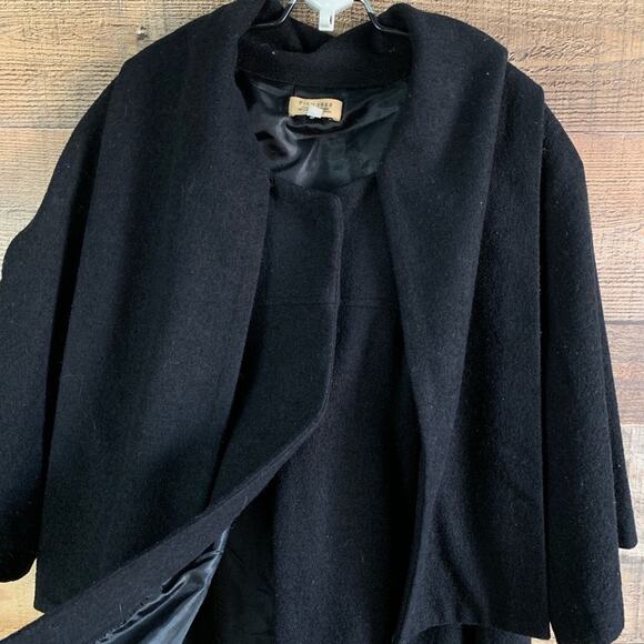 Piko 1988 Black Wool Swing Pea Coat Jacket 3/4 Cropped Sleeve SZ Small - Picture 3 of 8